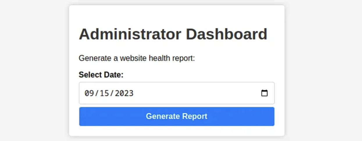 dashboard page